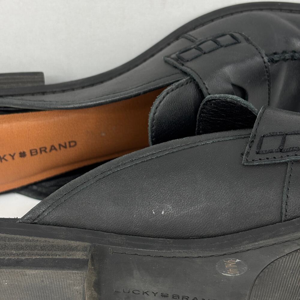 Lucky Brand Esila Mule Shoe Womens Size 9 Black Leather Slip On - Picture 12 of 12